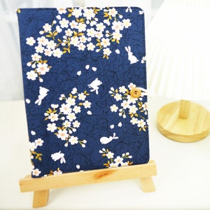 A5 Fabric Journal: Japanese Cherry Blossom Rabbit Print, 6-Ring Binder