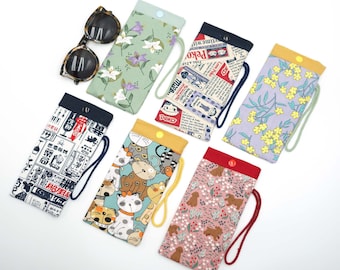 Handmade fabric glasses case, sunglasses cases, padded spectacles sleeve, eyeglasses holder