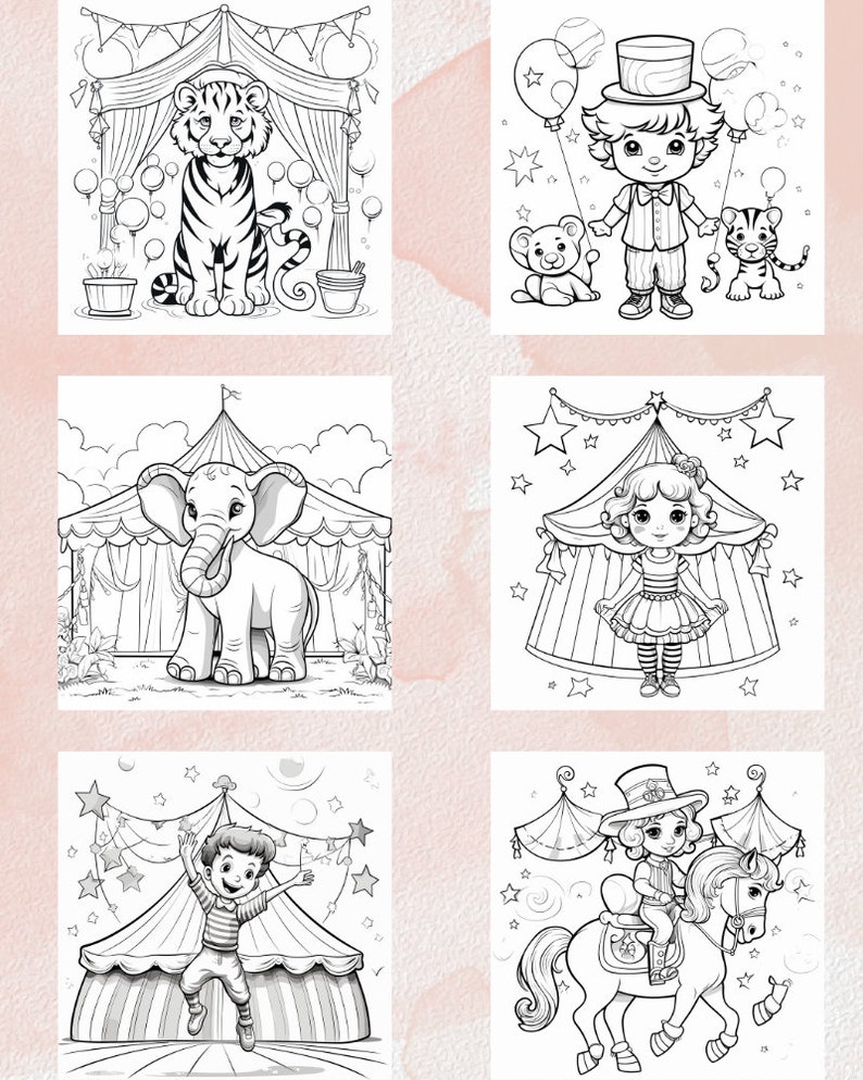 Circus Colouring Pages for Kids, Circus Birthday Party, Kids Activites ...