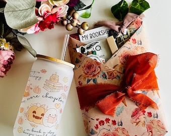 Cozy Halloween Blind Date with a Book Box and Blanket | Bookish Bundle with Cup or Mug | Spooky Gift Set for Book Lover |  Ghost Cup