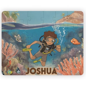 Personalized Kid Puzzle | Scuba Diving Puzzle | 30 Piece Puzzle | Personalized Gift for Boys | Custom Kid Puzzle | Kid Puzzle | Ocean gift