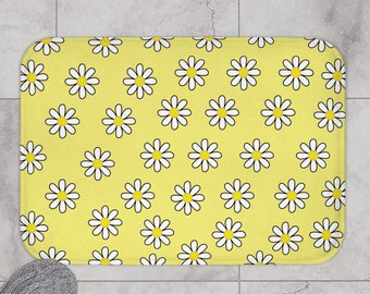 Daisy Bath Mat, Yellow Bath Mat,  Bath Mat, Daisy Bath Decor,  Cute Bath Mat, Girly Bath Mat,  Floral Bath Mat, Bathroom Decor, Bathroom Mat