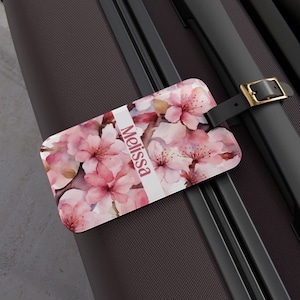 Personalized Luggage Tag, Floral, Pink, Custom Luggage Tag, Bachelorette Party Gift, Wedding Favor, Grad Gift, Birthday Gift for Her, Travel