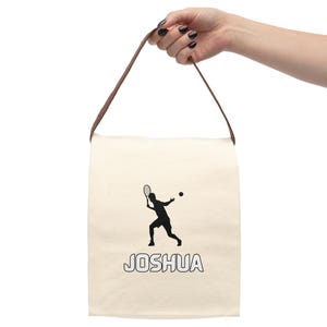 Sac à lunch personnalisé en toile de tennis pour enfant avec sangle, Sac à lunch de tennis personnalisé pour enfants, Sac à lunch personnalisé pour camp de tennis, Fourre-tout de tennis