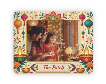 Personalized Diwali Photo Puzzle, Custom Family Picture Puzzle, 30 Piece Kids Puzzle, Festival of Lights Gift