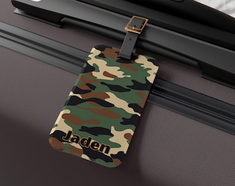 Personalized Camouflage Print Luggage Tag, Custom Camo Backpack Tag, Camouflage Travel Bag ID Tag, Outdoor Style Luggage Tag Gift