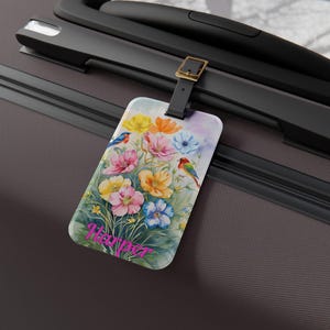 Personalized Floral Bird Luggage Tag,