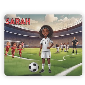 Personalized Kids&#39; Puzzle, 30-Piece, Soccer, Black Girl Magic, Gift for Daughter, Puzzle Gift for Girls, Birthday Gift for Girls, Puzzle