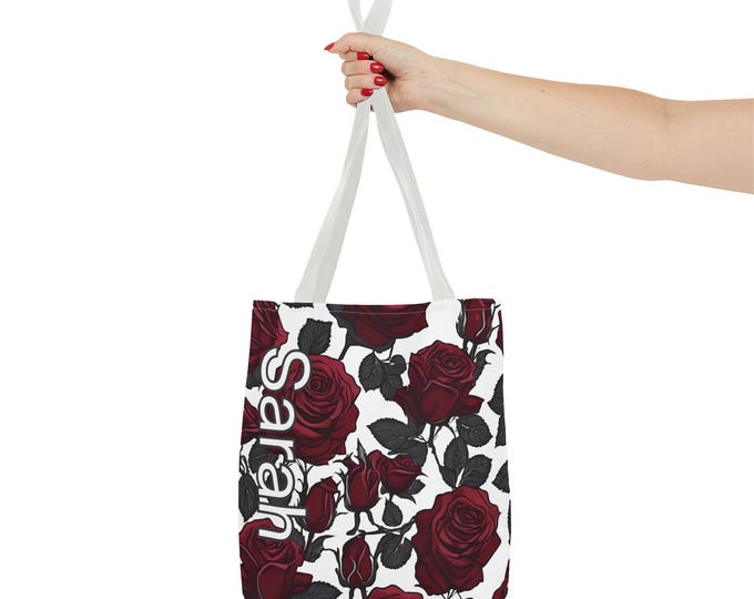 seasonal print name tag tote