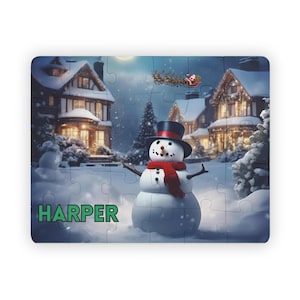 Personalized Kids&#39; Puzzle, 30-Piece, Snowman with Santa, Children puzzle, Christmas puzzle, Personalized Puzzle Gift for Kids, Gift for Kids