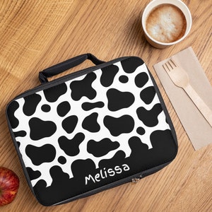 Personalisierte Kuh-Druck-Lunch-Tasche, Back to School Geschenke, personalisierte Lunch Bag, Custom Name Lunchbag, Custom Arbeitslunch Bag, personalisiert