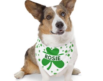 Personalized Dog Bandana, Pet Bandana Collar, St Patrick Day Bandana, Pet Bandana,  Custom Name Pet Bandana, Gift for Dog