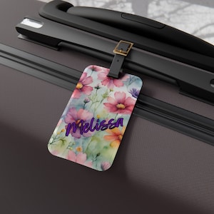 Personalized Luggage Tag, Floral Watercolor, monogram luggage tag, custom luggage tag, bachelorette party gift, grad gift, gift for her