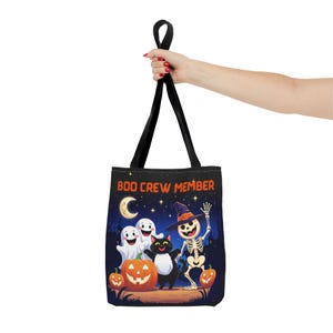 Halloween Tote für Kinder, Boo Crew Mitglied Halloween Einkaufstasche, Kleinkind Süßes oder Saures Tasche, Mädchen / Junge Halloween Einkaufstasche, Süßigkeiten Tasche
