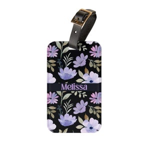 Personalized Luggage Tag, Floral, Custom luggage tag, Bachelorette party gift, Wedding favor, Grad Gift, Gift for Friend, Gift for Daughter