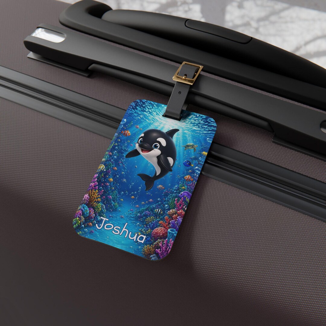 Personalized Orca Luggage Tag for Kids, Personalized Gift for Kids ...