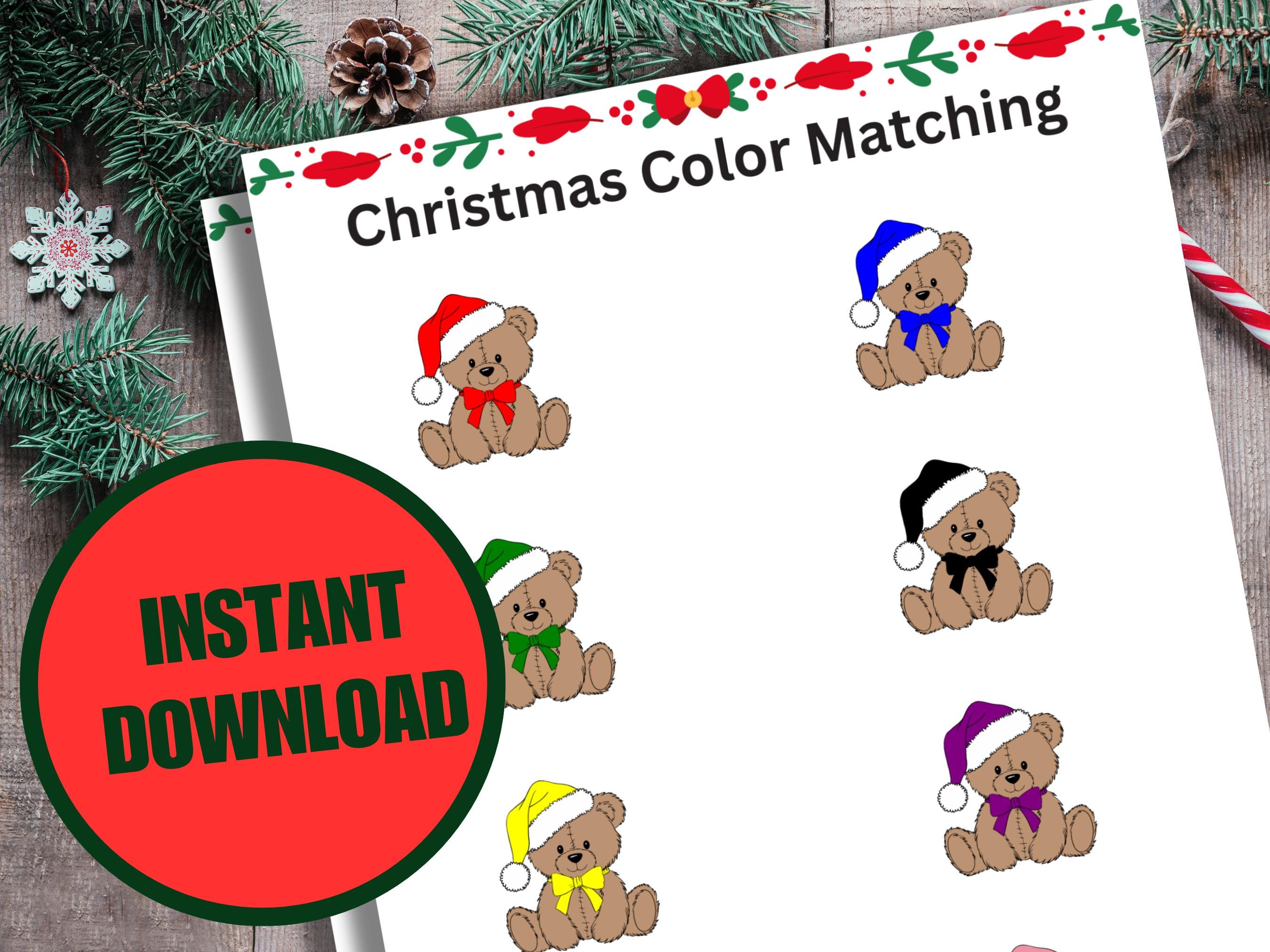 Christmas Color Matching Activity for Kids, Color Matching Game, Busy ...