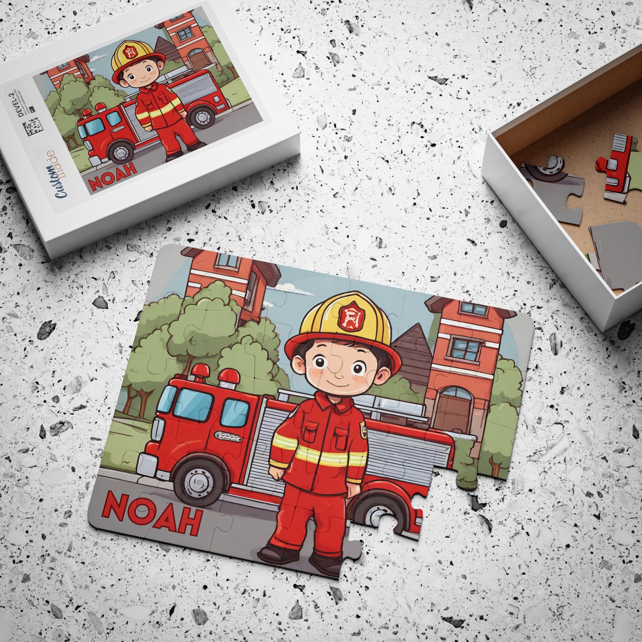 Personalized Kid Puzzle 30 Pcs Fireman, Custom Name Puzzle, Kid Puzzle ...