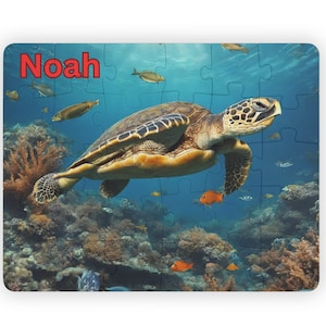 Personalized Kids Puzzle, 30-Piece, Sea Turtle Puzzle, Personalized Puzzle for Kids, Unique Gift for Kids, Puzzle Gift for Kids, Puzzle