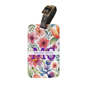 Personalisierter Gepäckanhänger, Orange Blumen, Monogrammgepäckanhänger, benutzerdefinierte Gepäckanhänger, Junggesellinnenabschied Geschenk, Hochzeitsbevorzugung, Abschlussgeschenk für sie