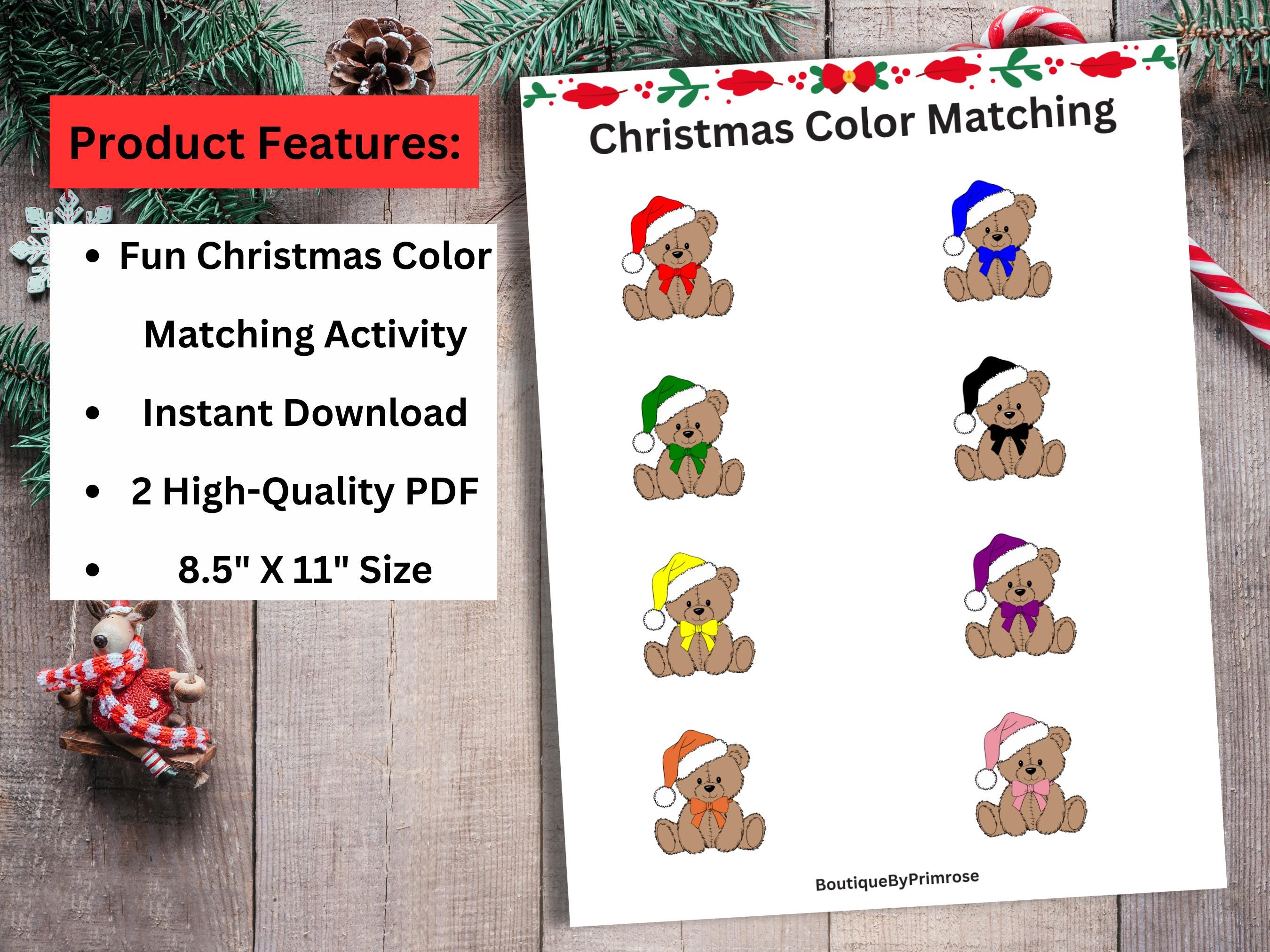 Christmas Color Matching Activity for Kids, Color Matching Game, Busy ...