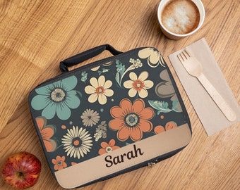 Bolsa de almuerzo personalizada, bolsa de almuerzo floral, bolsa de almuerzo con nombre personalizado, bolsa de almuerzo de trabajo personalizada, regalo personalizado para mamá, regalo personalizado para ella