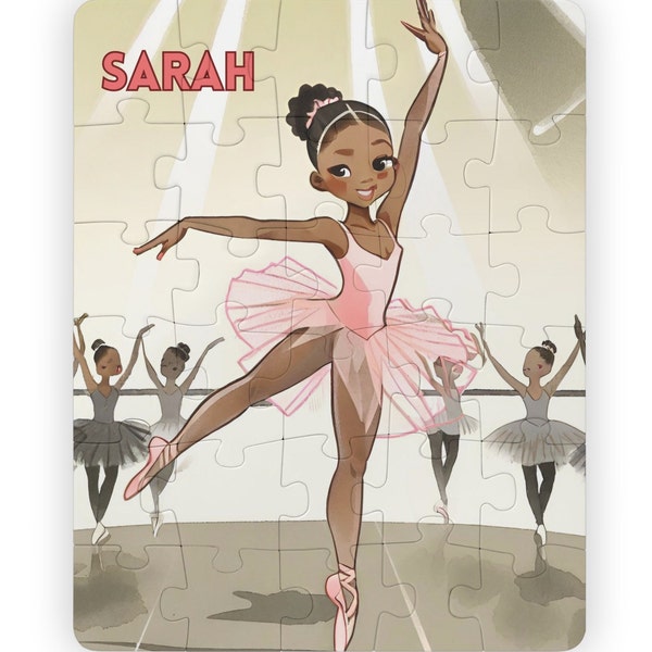Personalized Kid Puzzle, 30-Piece |  Ballerina Puzzle | Black Girl Magic | Personalized Name Puzzle | Custom Name Puzzle | Gift for Daughter