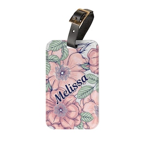 Personalized Luggage Tag, Floral Print, Melon orange, Custom Luggage Tag, Bachelorette Party Gift, Wedding Favor, Grad Gift, Floral Tag