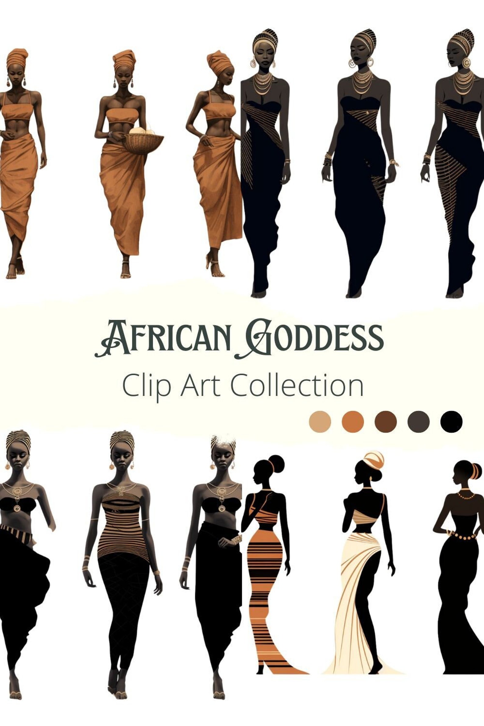 Feminine Clip Art: African Goddess Collection - Majestic Warrior Queens ...