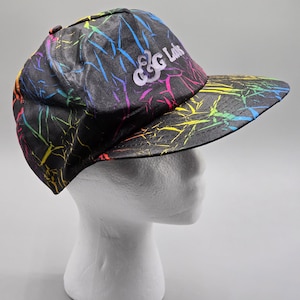 Vintage C&G Labs Crazy Vaporwave Multi-Color Nylon Snapback Trucker Hat (R1) Cap