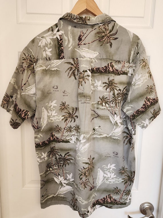 VTG Hawaiian Shirt Men PALMWAVE Surfer Dude Aloha… - image 2