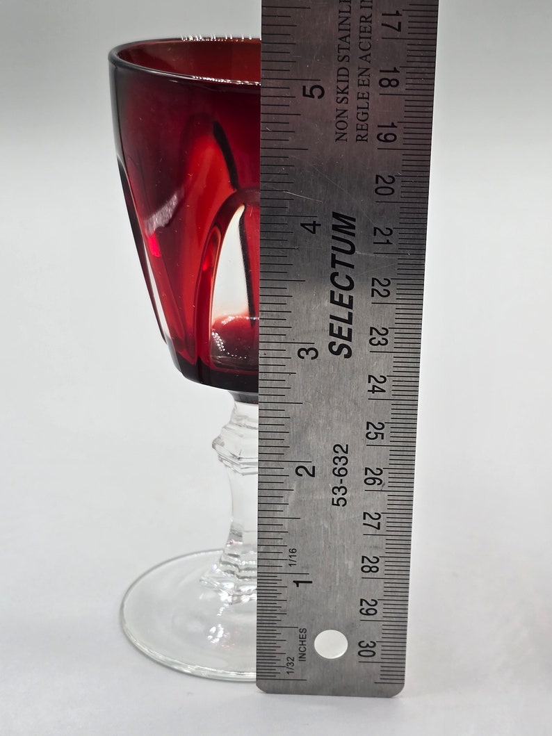 Cristal D'arques-durand Gothic Ruby Red & Clear Water Goblets 5 7/8 ...