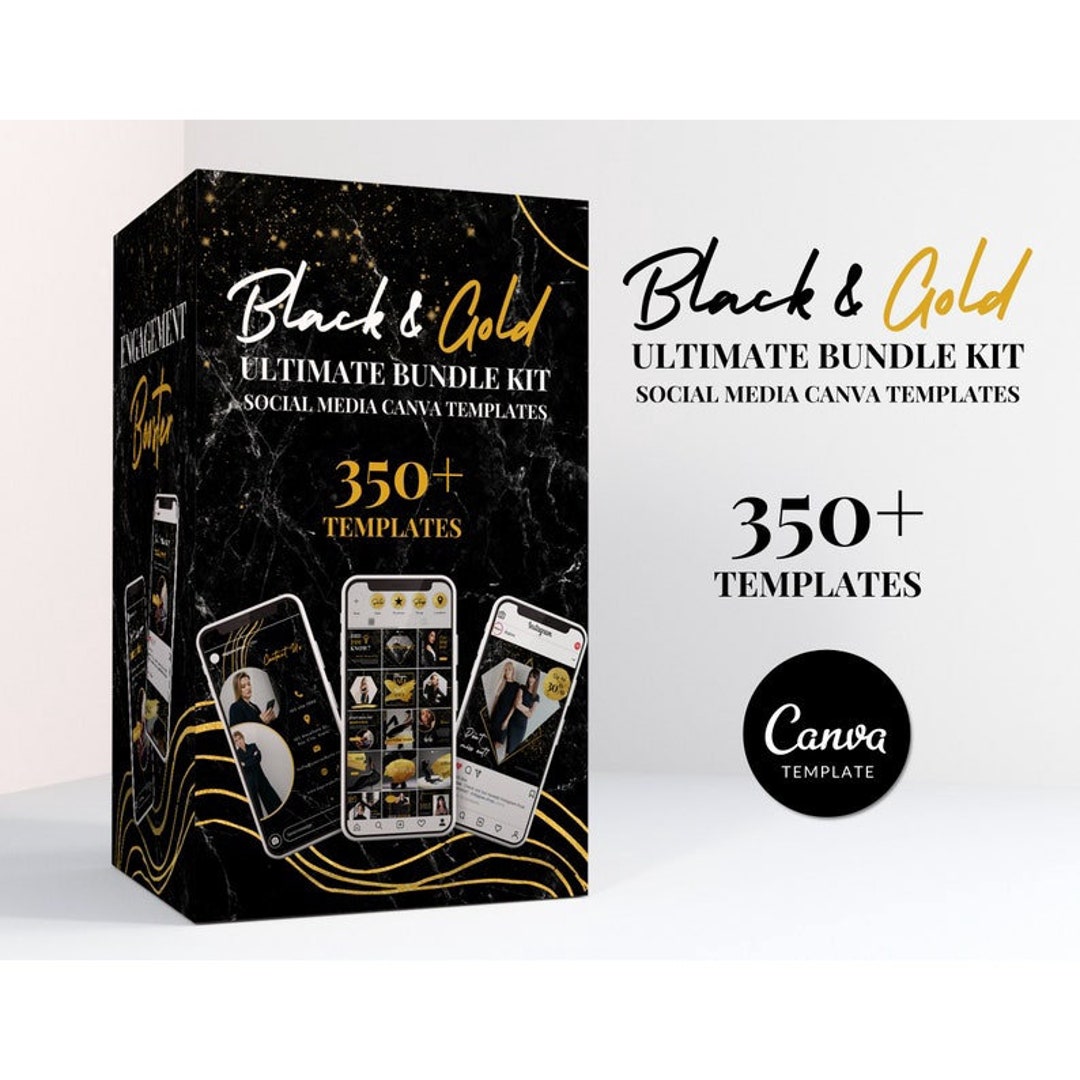 Ultimate Black Gold Branding Kit Bundle Canva Template - Etsy