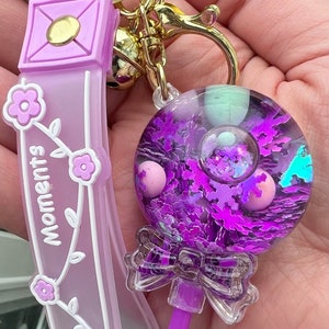 Pastel Lollipop Keychain: Acrylic Liquid Shaker Bag Charm