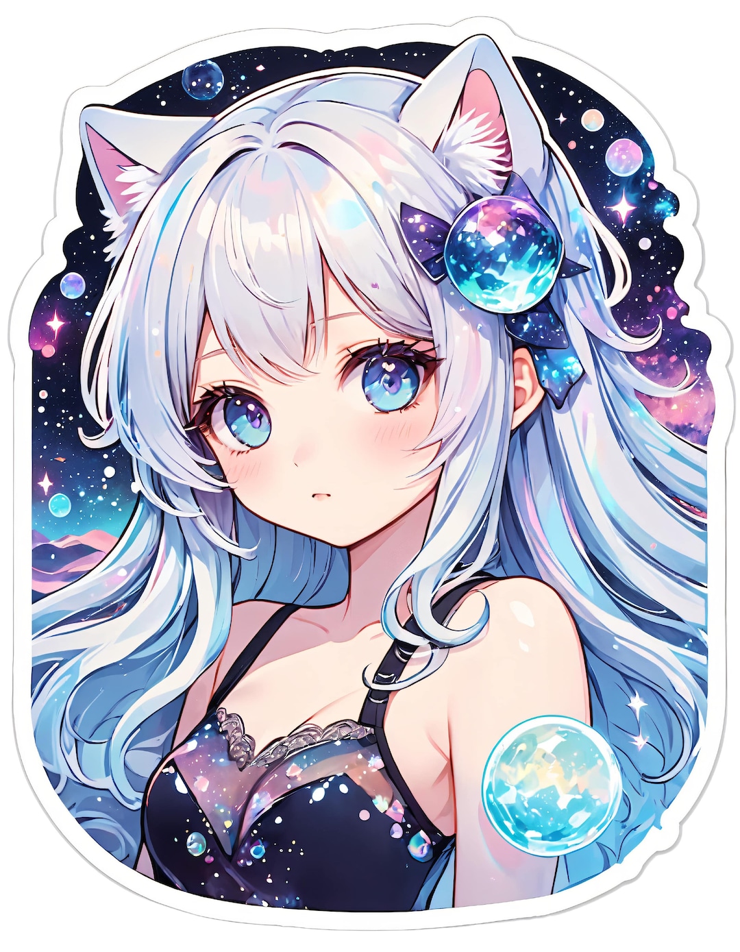 Galactic Anime Cat Girl Sticker: Space-themed Vinyl Decal - Etsy, image size:1080x1389