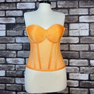 Corset Transparent, Orange Wedding Party Corset, Firming Corset, Bridal Bustier, Corset Top Pattern, Corset Bustier, Vintage Handmade