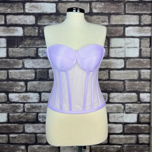 Corset Transparent, Lilac Wedding Corset, Firming Corset, Bridal Bustier, Corset Top Pattern, Corset Bustier, Vintage Handmade