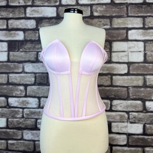 Corset Pink Bustier Transparent Corset Lacing Corset Lingerie Premium