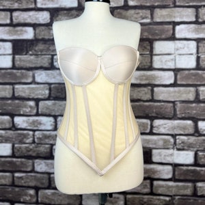 Corset Transparent Beige Color Wedding Corset Firming Corset Bridal Bustier Corset Top Pattern Corset Bustier Vintage Handmade