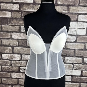 Corset Transparent Corset White Tulle Corset Top Lingerie Bustier Wedding Handmade