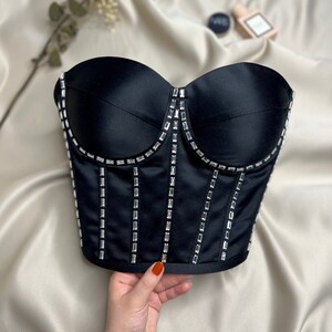Black Sequin Bustier - Etsy Singapore