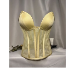 Transparent corset, yellow wedding corset, firming corset, corset top pattern, corset top, bridal bustier, corset bustier, vintage handmade.