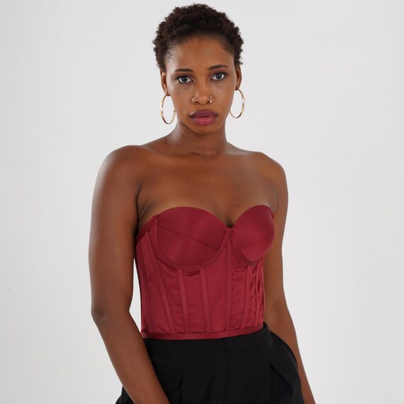 burgundy bustier top
