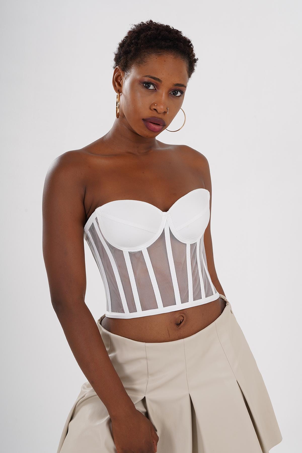 epine lace tulle bustier White 美品 lace tulle bustier （2color） | épine