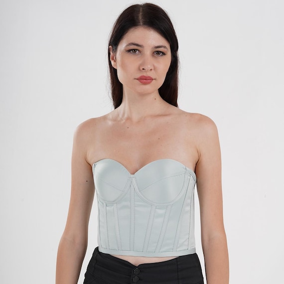Corset bustier aqua green satin wedding dress corset corset top pattern bridal bustier vintage handmade