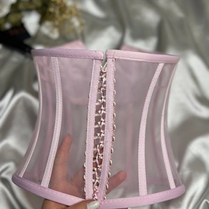 Corset, Pink bustier, short transparent corset, corset lacing, Corset lingerie, premium corset, image 5