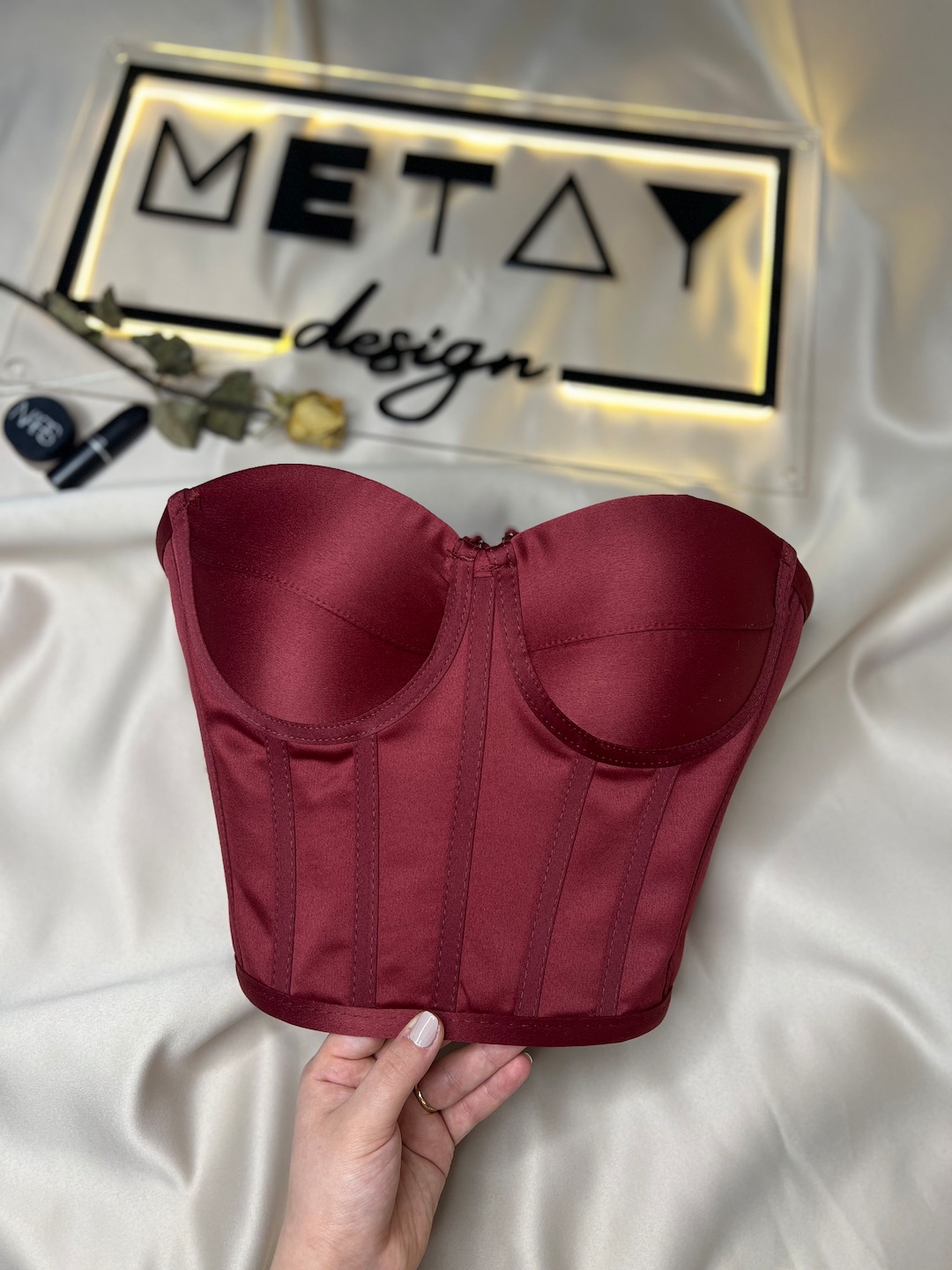 Corset Bustier Burgundy Satin Wedding Dress Corset Corset Top Pattern ...