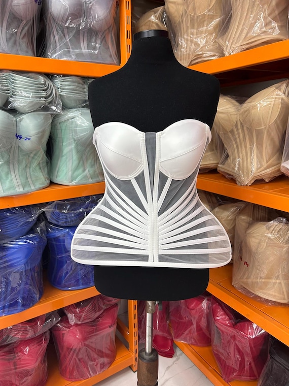 Sheer Mesh Corset Bustier Strapless Boned Waist Cincher Sculpting Designer Corset Top – Octopus Model