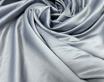 Tissu satiné Tissu de mariée Tissu gris pour robe Tissu de première qualité texturé doux
