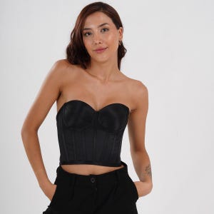 Corset Bustier Black Satin Wedding Dress Corset Corset Top Pattern Bridal Bustier Vintage Handmade